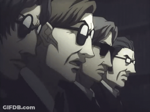 Three Men Wearing Sunglasses Are Standing Next To Each Other With The Caption We Did Both GIF