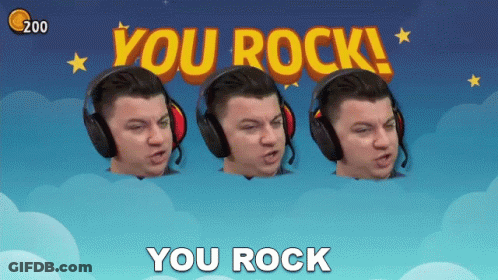 Three Men With Headphones Saying You Rock GIF
