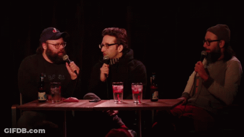 Three Men With Microphones And Scoop GIF