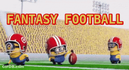 Three Minions On Football Field Fantasy Football GIF