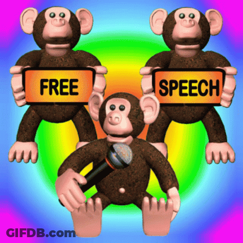 Three Monkeys Are Holding Up Signs That Say Free And Speech GIF