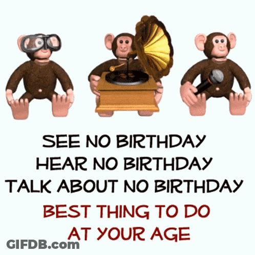 Three Monkeys Singing See No Birthday Hear No Birthday GIF