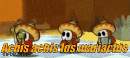 Three Mushrooms With Sombrero Hats Achis Achis Los Mariachis GIF