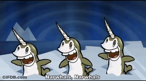 Three Narwhals Singing GIF