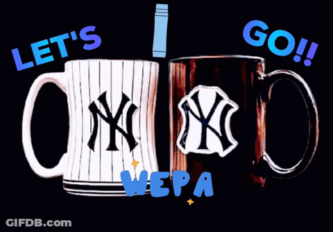 Three New York Yankees Mugs Saying Let's Go GIF