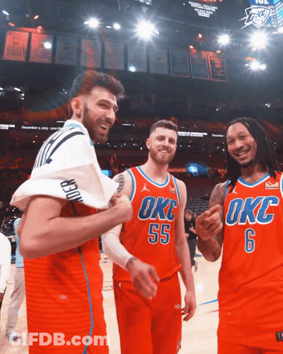 Three OKC Basketball Players Posing GIF