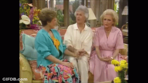 Three Older Women Sitting On Couch Talking GIF