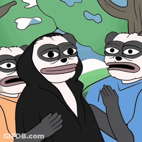 Three Panda Bears One Wearing Black Hoodie GIF