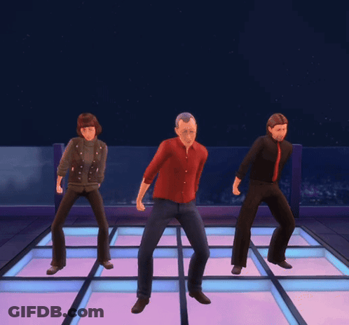 Three People Are Dancing On A Dance Floor GIF