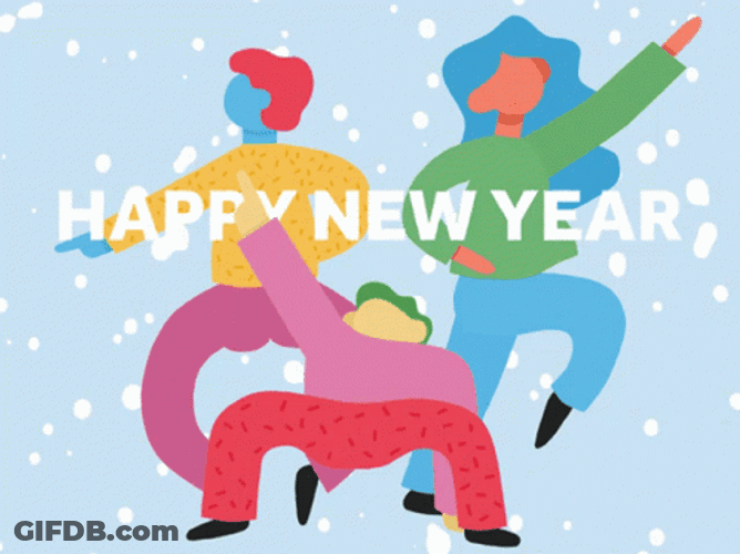 Three People Dancing Happy New Year Animated GIF