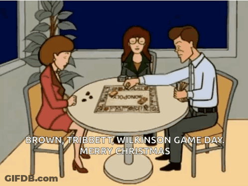Three People Playing Monopoly Brown Tribbett Wilkinson Game Day Merry Christmas GIF