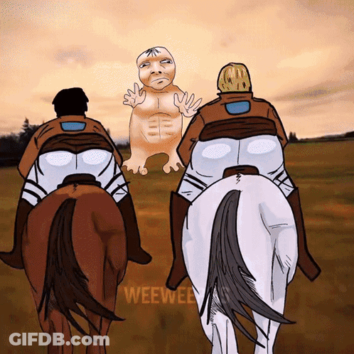 Three People Riding Horses Weewee GIF