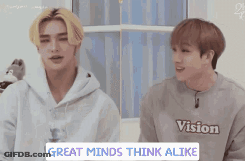 Three People Sitting In Chairs Great Minds Think Alike GIF