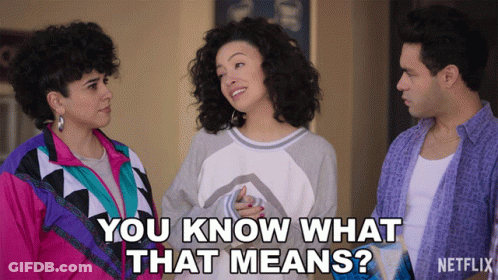 Three People Standing Together Saying You Know What That Means GIF