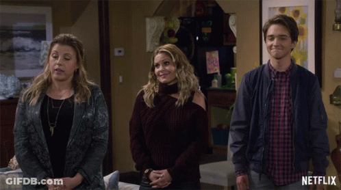 Three People Standing With Netflix GIF