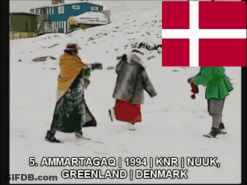 Three People Walking In Snow 5 Ammartagaq 1994 KNR Nuuk Greenland Denmark GIF
