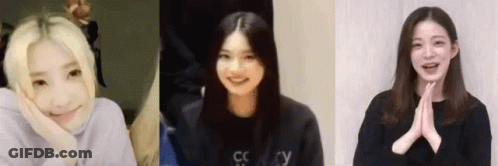 Three Picture Collage Of Woman With CC On Shirt GIF