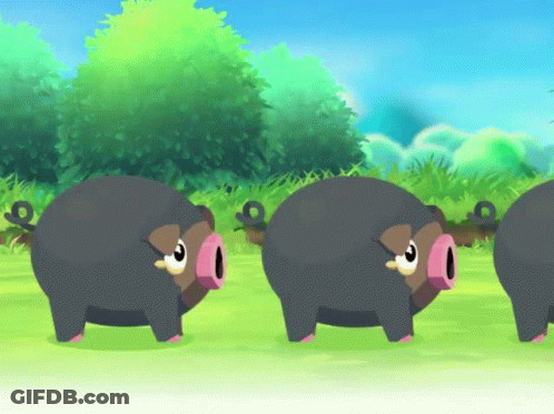 Three Pigs With Pink Noses In Field GIF