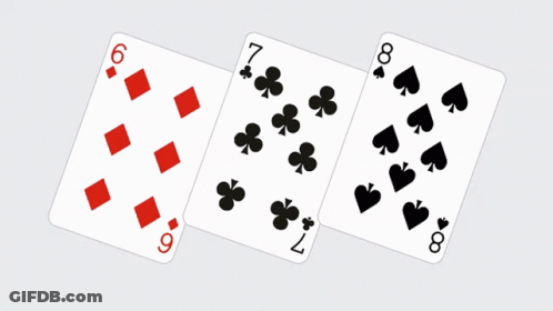 Three Playing Cards With Numbers 6 7 8 9 GIF