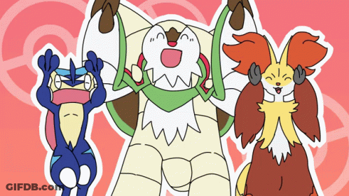 Three Pokemon With Arms In The Air GIF