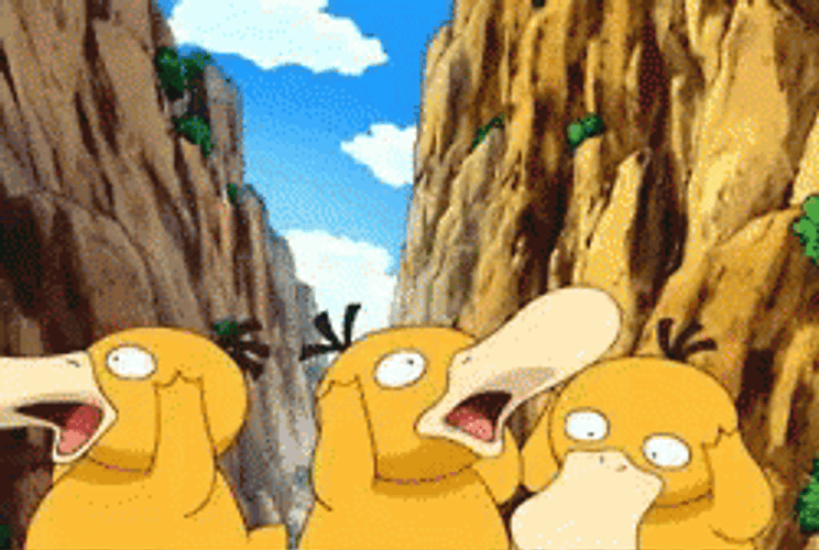 Three Psyduck Screaming In Distress GIF