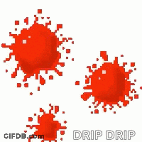 Three Red Blood Drops Pixel Art GIF