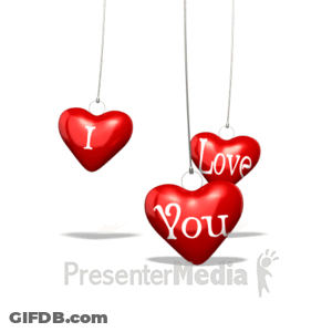Three Red Hearts Saying I Love You GIF