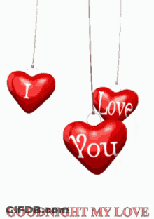 Three Red Hearts Saying I Love You GIF