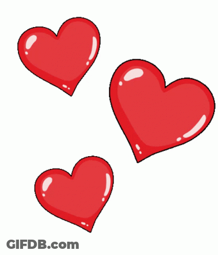 Three Red Hearts With White Outlines GIF