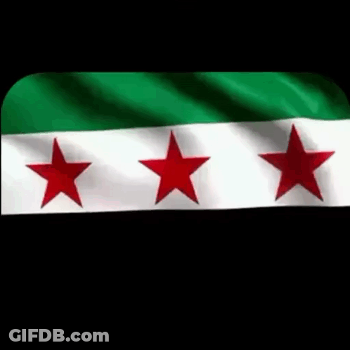 Three Red Stars On Green And White Flag GIF