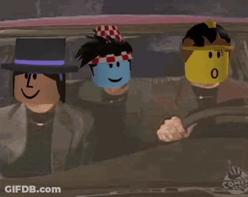 Roblox Characters Sitting In Car With Hat GIF