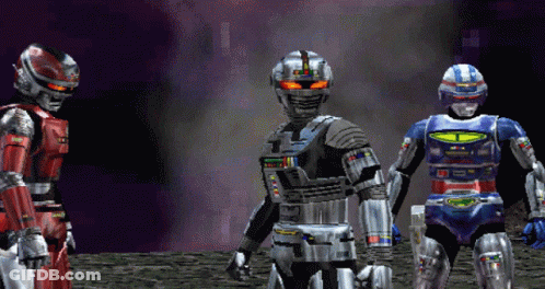 Three Robots With Number 1 GIF