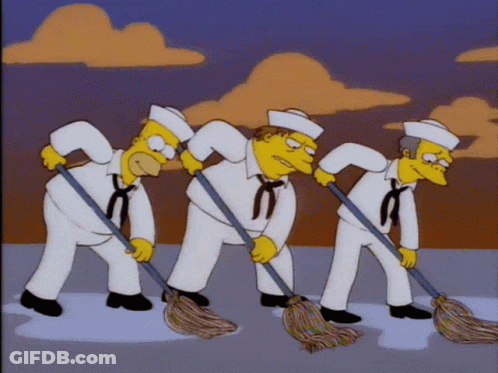 Three Sailors Mopping Ground GIF