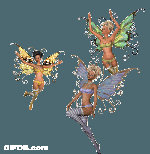 Three Sexy Fairy Flying GIF