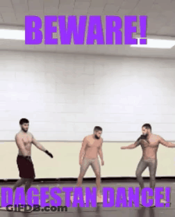 Three Shirtless Men Beware Dagestan Dance GIF
