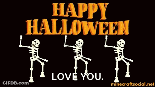 Three Skeletons Dancing Happy Halloween Love You GIF