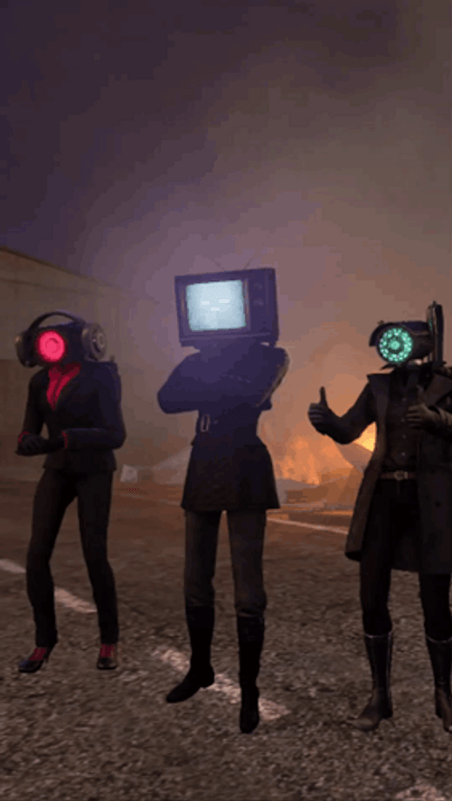 Three Skibidi Toilet Meme GIF