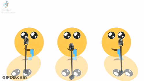 Three Smiley Faces Singing Into Microphones TikTok GIF
