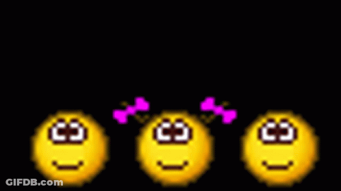 Three Smiley Faces Surrounded By 10 And 10 Signs GIF