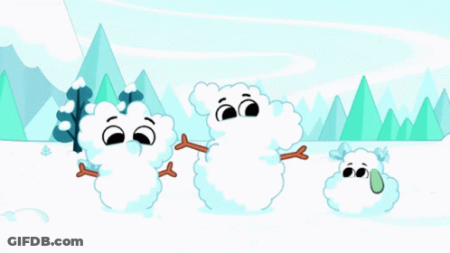 Three Snowmen In Snow GIF