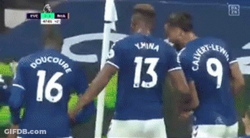 Three Soccer Players In Blue Jerseys GIF