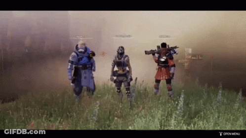 Three Soldiers Standing In Smoke Field GIF