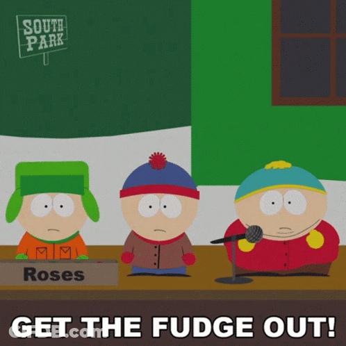 Three South Park Characters Sitting At Table With Roses GIF