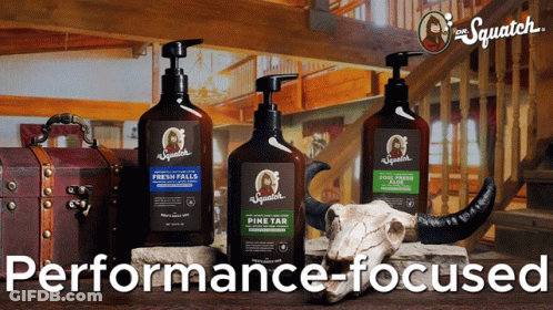Three Squatch Products In Front Of Skull GIF