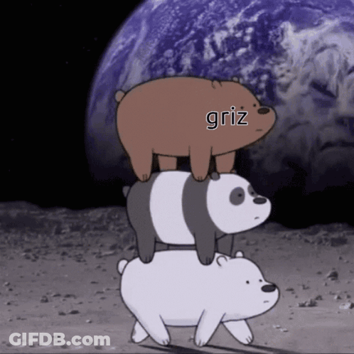 Three Stacked Bears With Griz On Head GIF