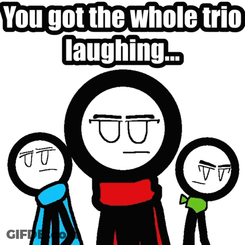 Three Stick Figures You Got The Whole Trio Laughing GIF