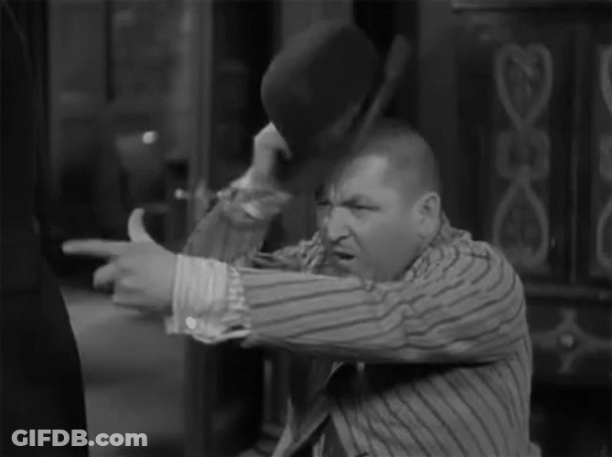 Three Stooges Curley Myers Finger Gun GIF