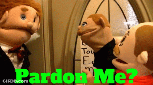 Three Stuffed Animals Saying Pardon Me GIF
