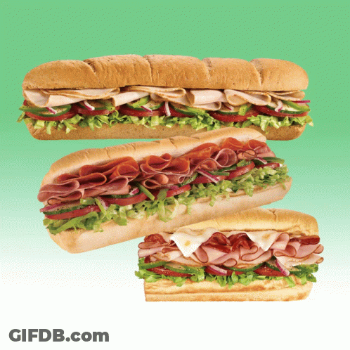 Three Sub Sandwiches GIF