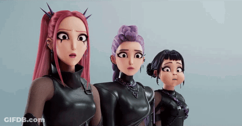 Three Surprised Cartoon Characters GIF